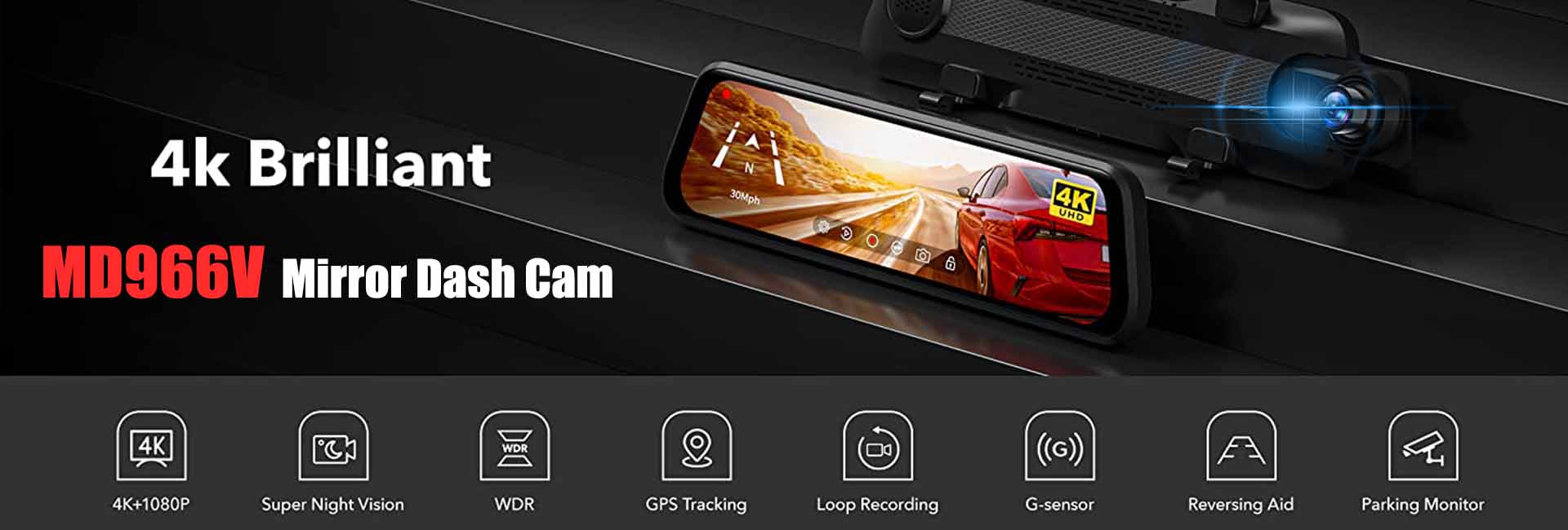 MD966V 4K Mirror Dash Cam